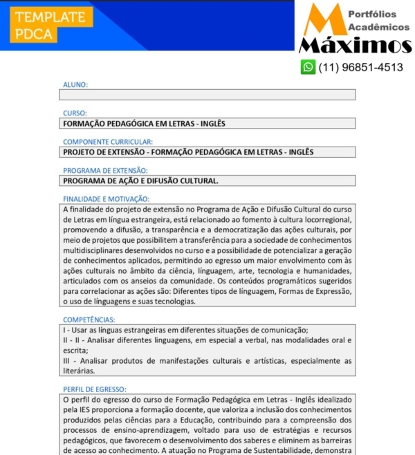 Projeto de extensão - Formação Pedagógica em Letras Inglês