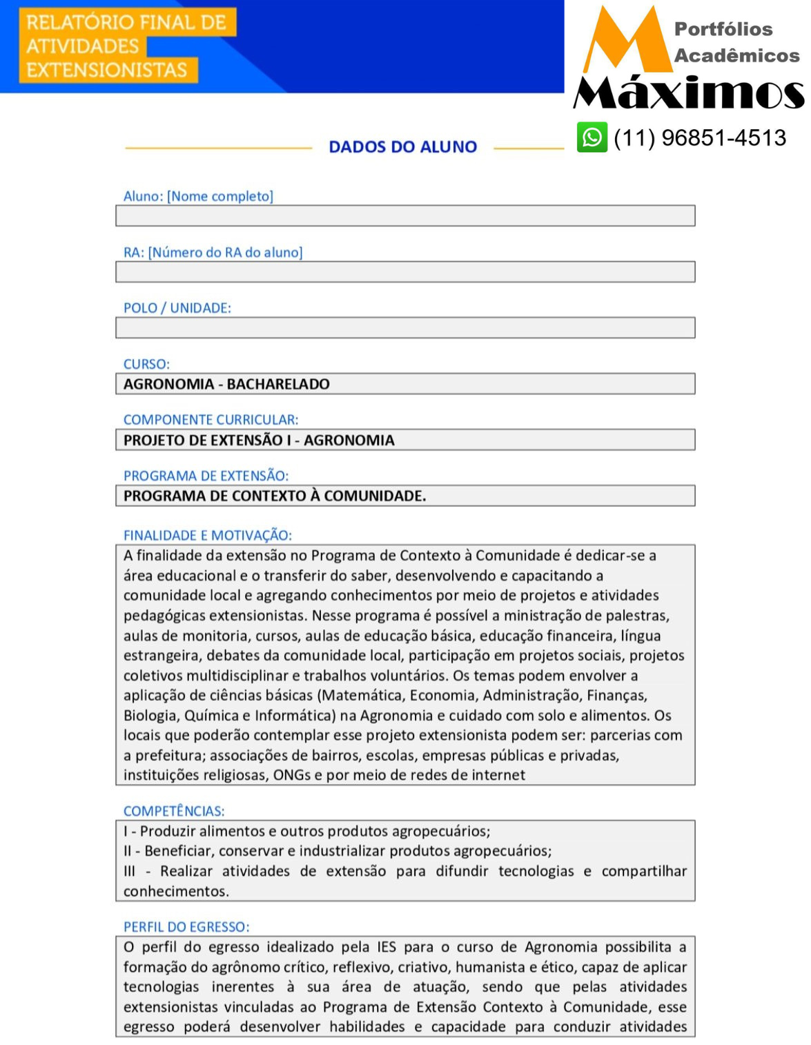 Portfólio Projeto de extensão I - Agronomia