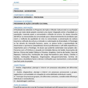 Projeto de extensão I - Psicologia