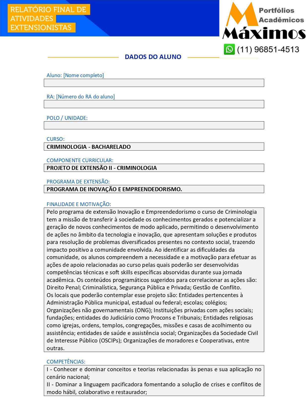 Projeto de extensão II - Criminologia