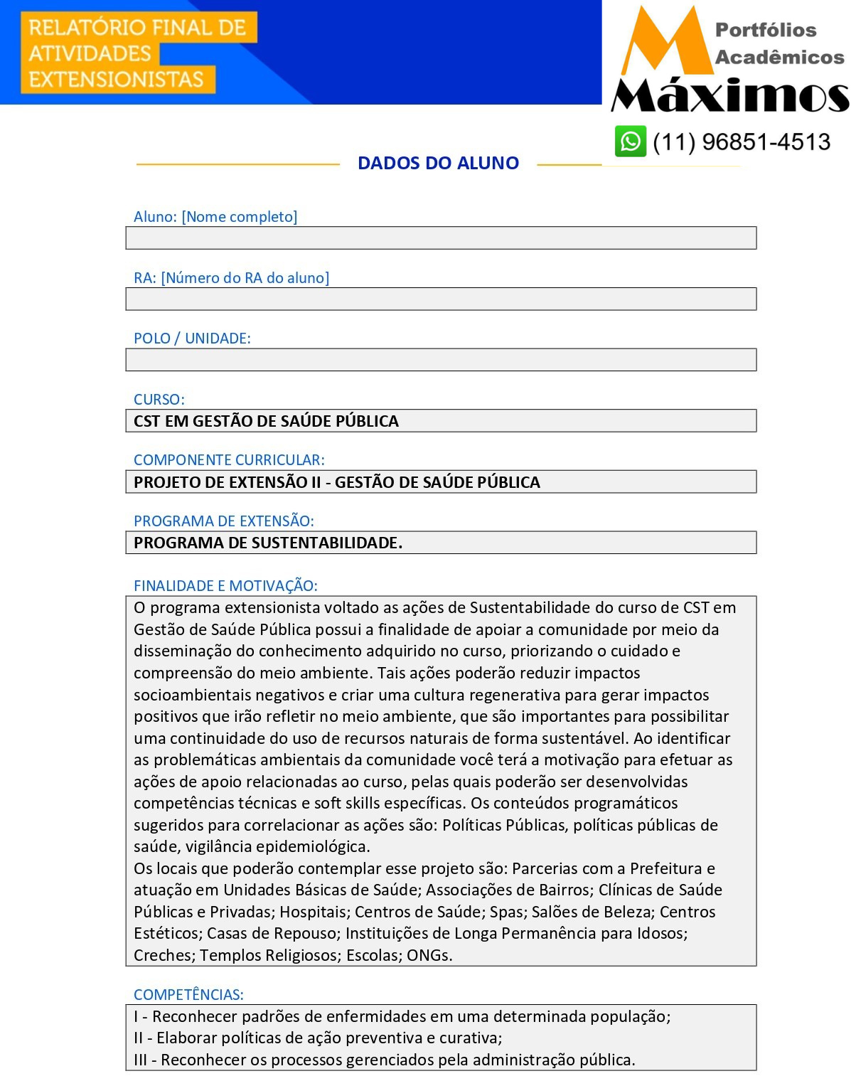 Projeto de extensão II - Gestão de Saúde Pública