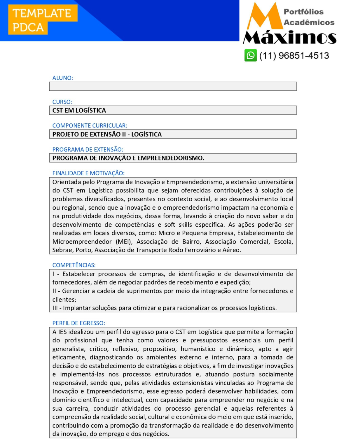 Portfólio Individual Projeto de Extensão I - Logística