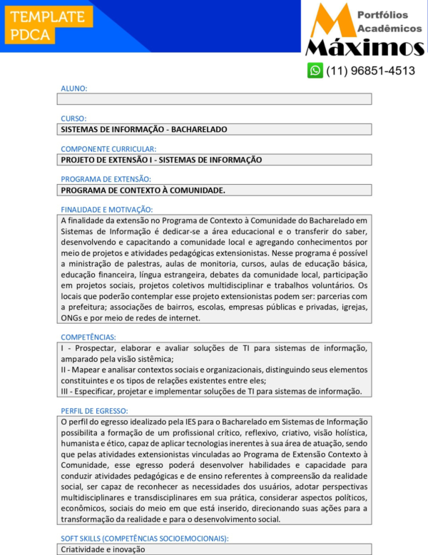 Projeto de extensão I - Sistemas de Informação