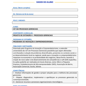 Projeto de extensão II - Processos Gerenciais