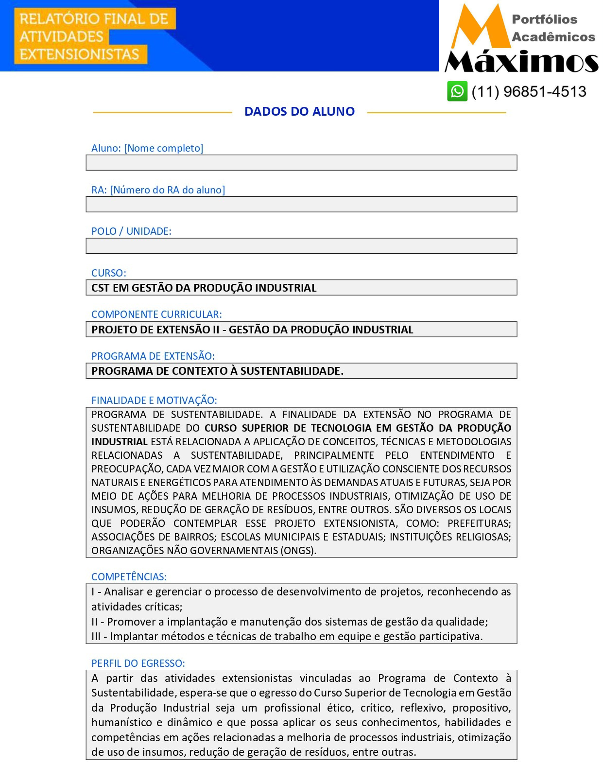 Projeto de Extensão II - Gestão da Produção Industrial.