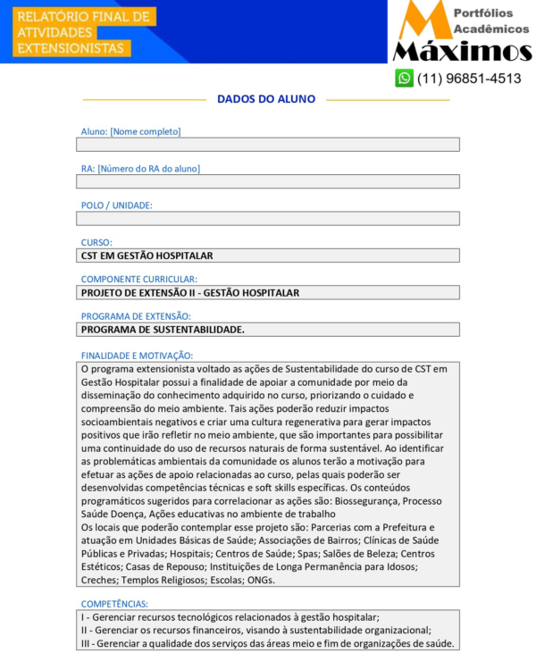 Projeto de extensão II - Gestão Hospitalar