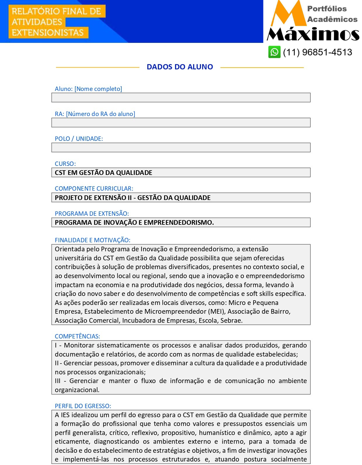 Projeto de extensão II - Gestão da Qualidade