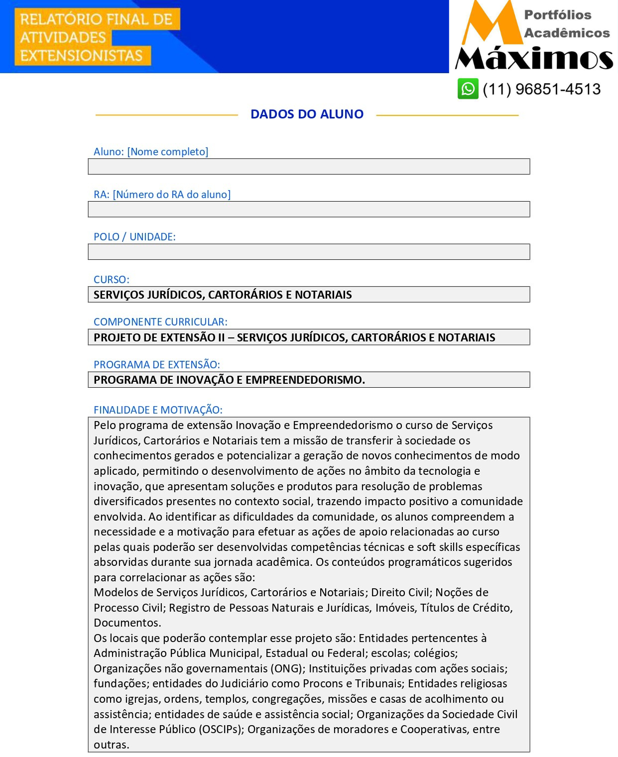 Projeto de extensão II - Serviços jurídicos, cartorários e notariais