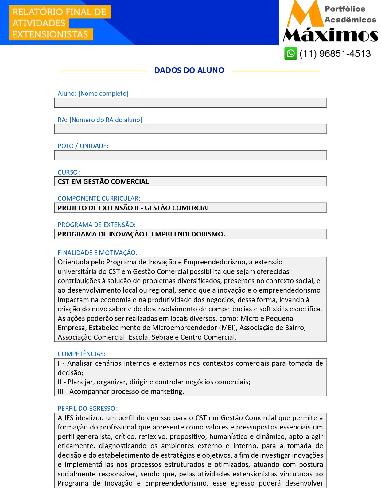 Projeto de Extensão II - Gestão Comercial